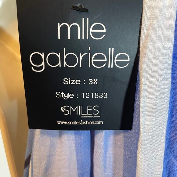 mlle gabrielle, Size 3X, Maxi Blue Striped Halter Dress - Picture 4 of 9